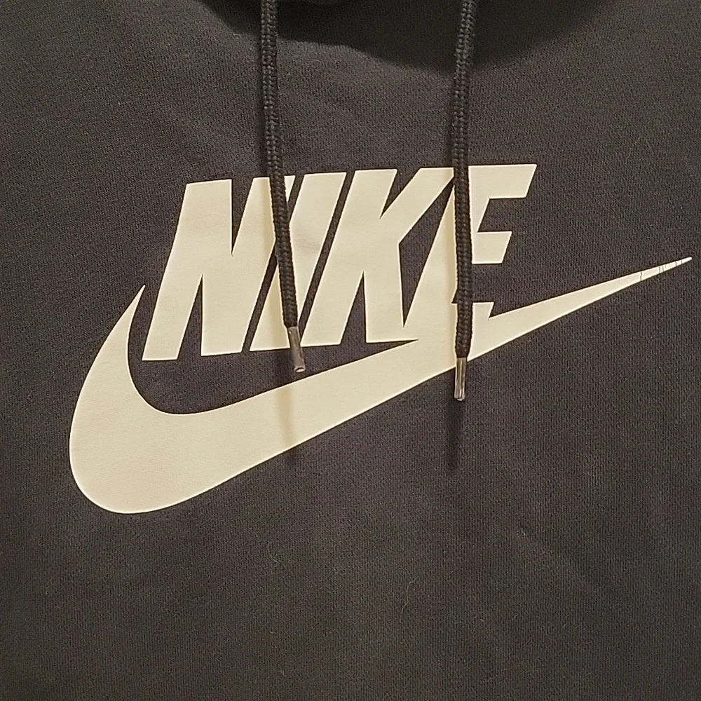 Nike Black Hoodie White Logo Size Medium - Picture 2 of 6